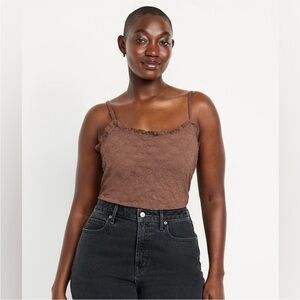 Old Navy Ruffle Lace Camisole Brown Y2K Feminine Medium NWT
